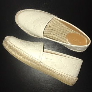 gucci signature leather espadrille white